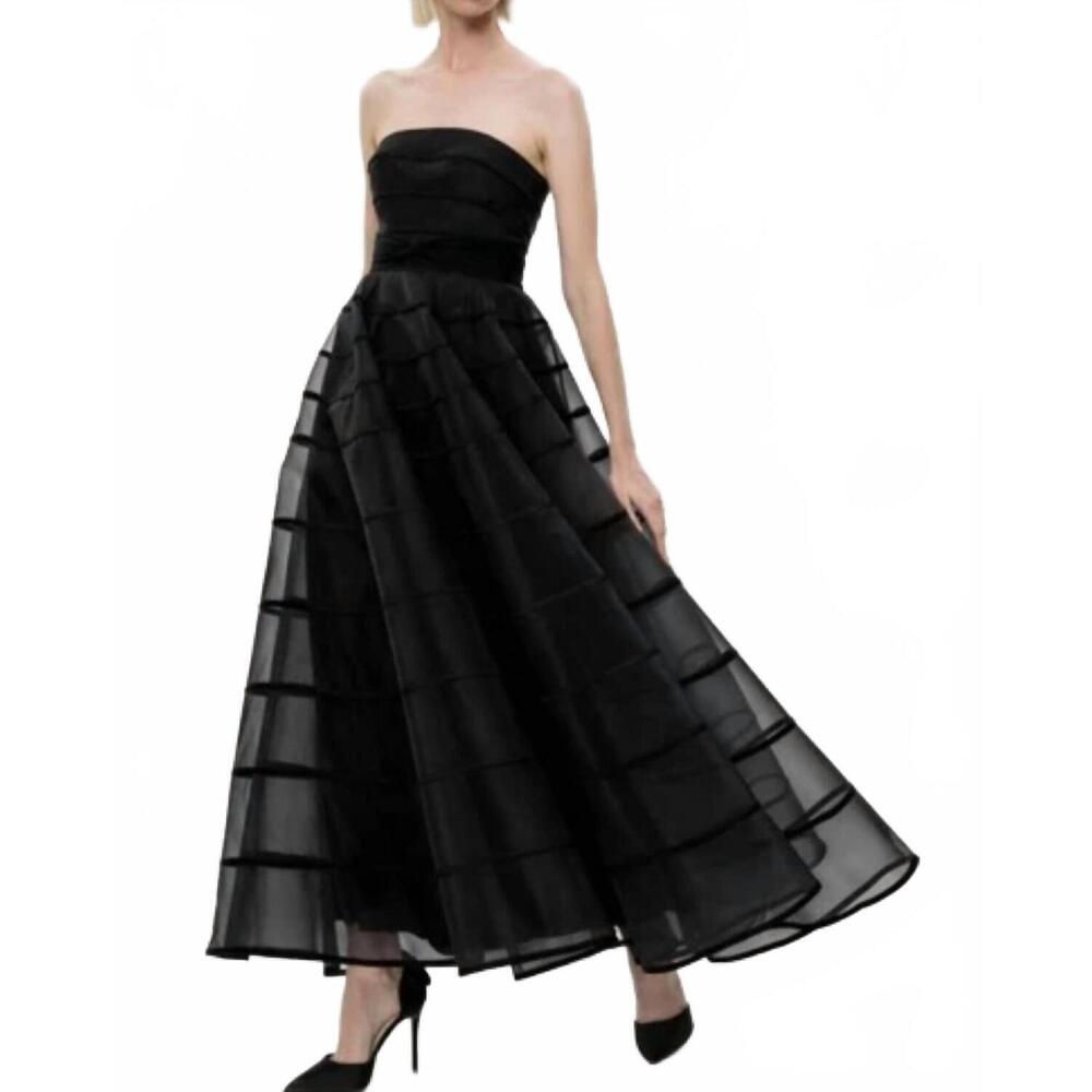 NEW HYNES PARK strapless a-line prom gown in black